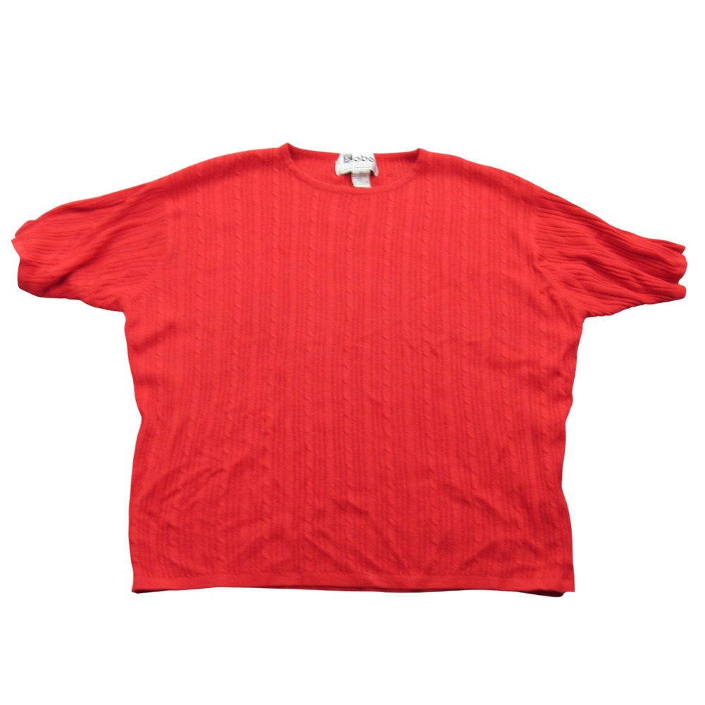 Kobe Red Cable Knit Short Sleeve Sweater‎ Top Women's Plus Size 2X